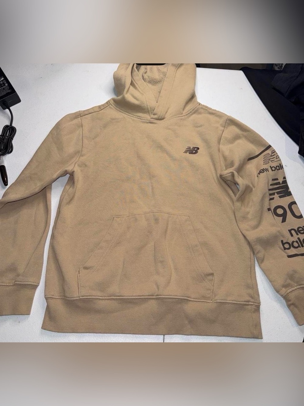 New Balance Beige/Tan Pullover Hoodie with Logo Tag